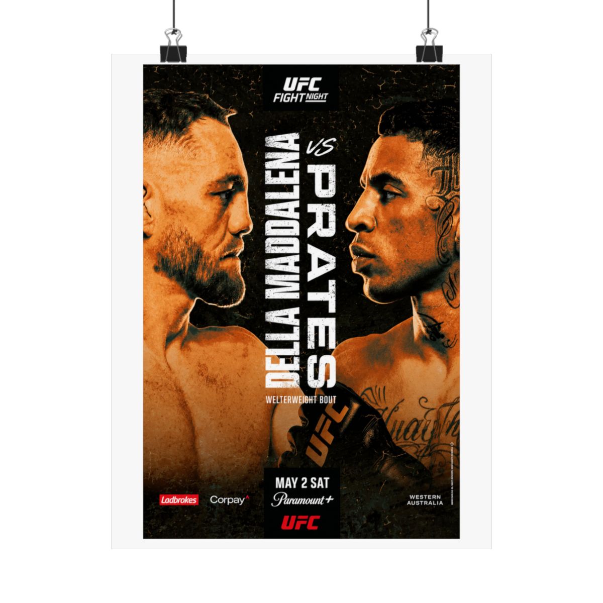 UFC Fight Night: Della Maddalena vs Prates Autographed Event Poster - alternate angle 4, merchandise