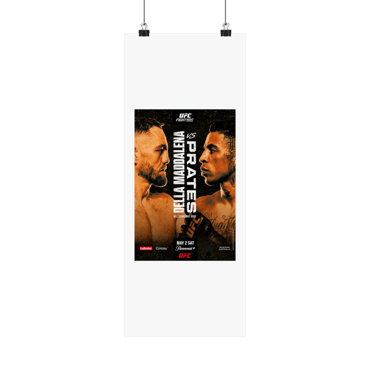 UFC Fight Night: Della Maddalena vs Prates Autographed Event Poster - alternate angle 2, merchandise