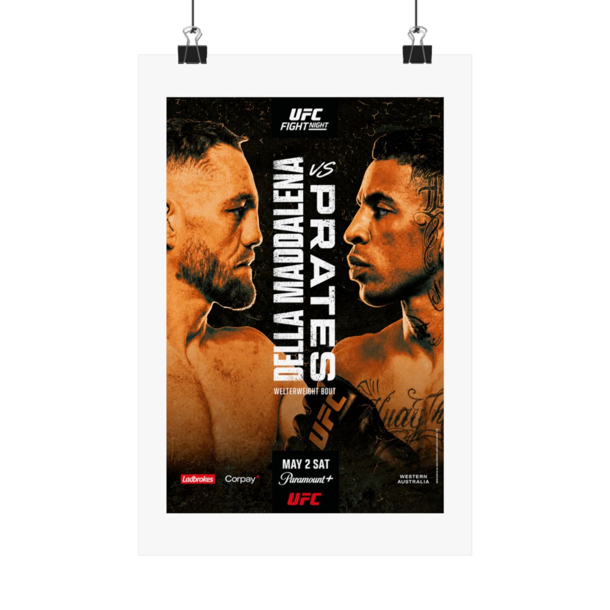 UFC Fight Night: Della Maddalena vs Prates Autographed Event Poster - alternate angle 1, merchandise