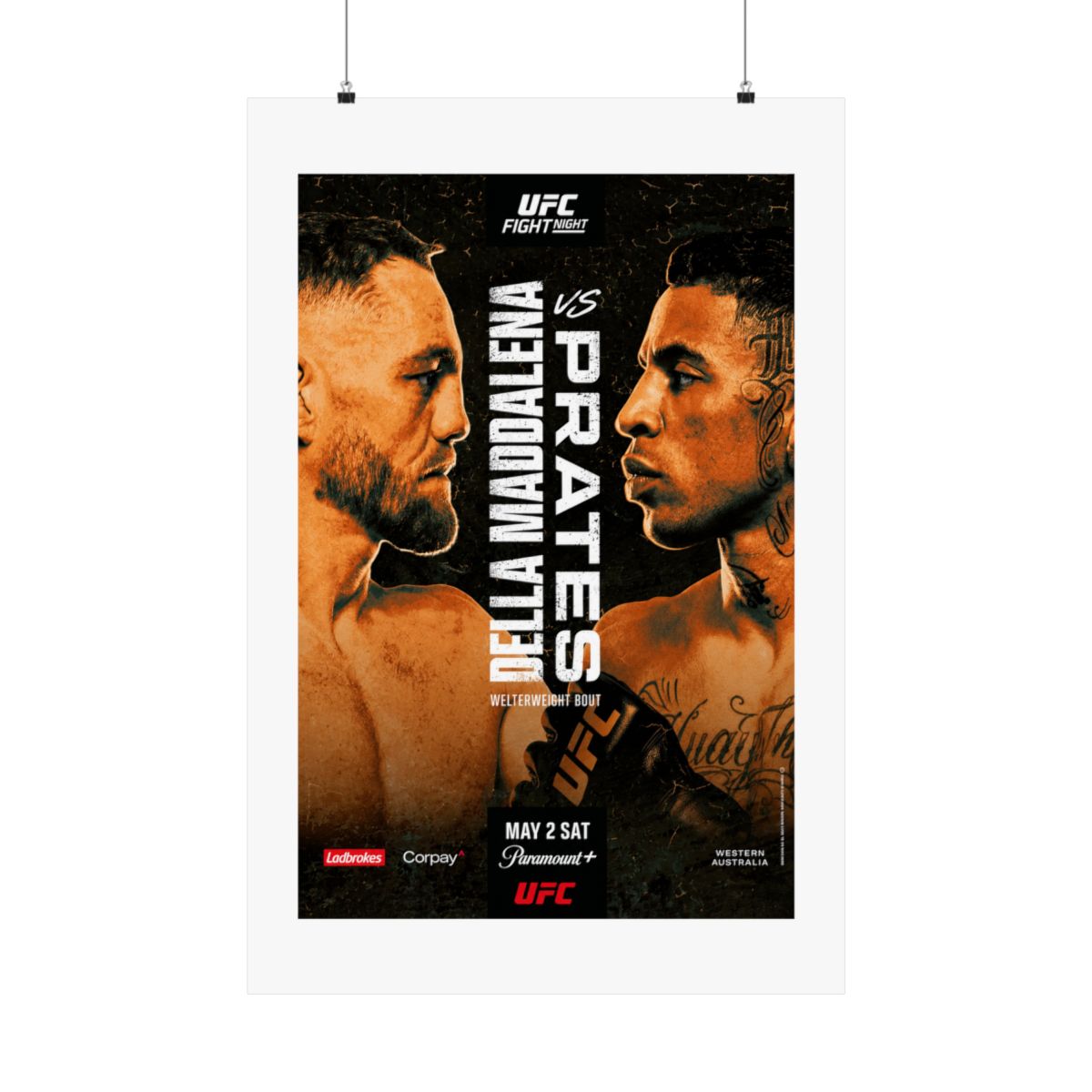 UFC Fight Night: Della Maddalena vs Prates Autographed Event Poster