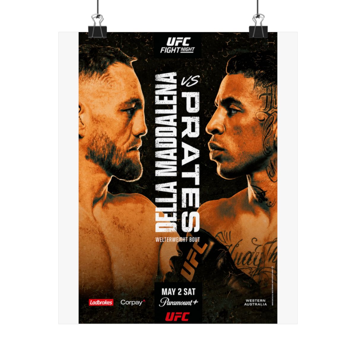 UFC Fight Night: Della Maddalena vs Prates Autographed Event Poster - alternate angle 3, merchandise