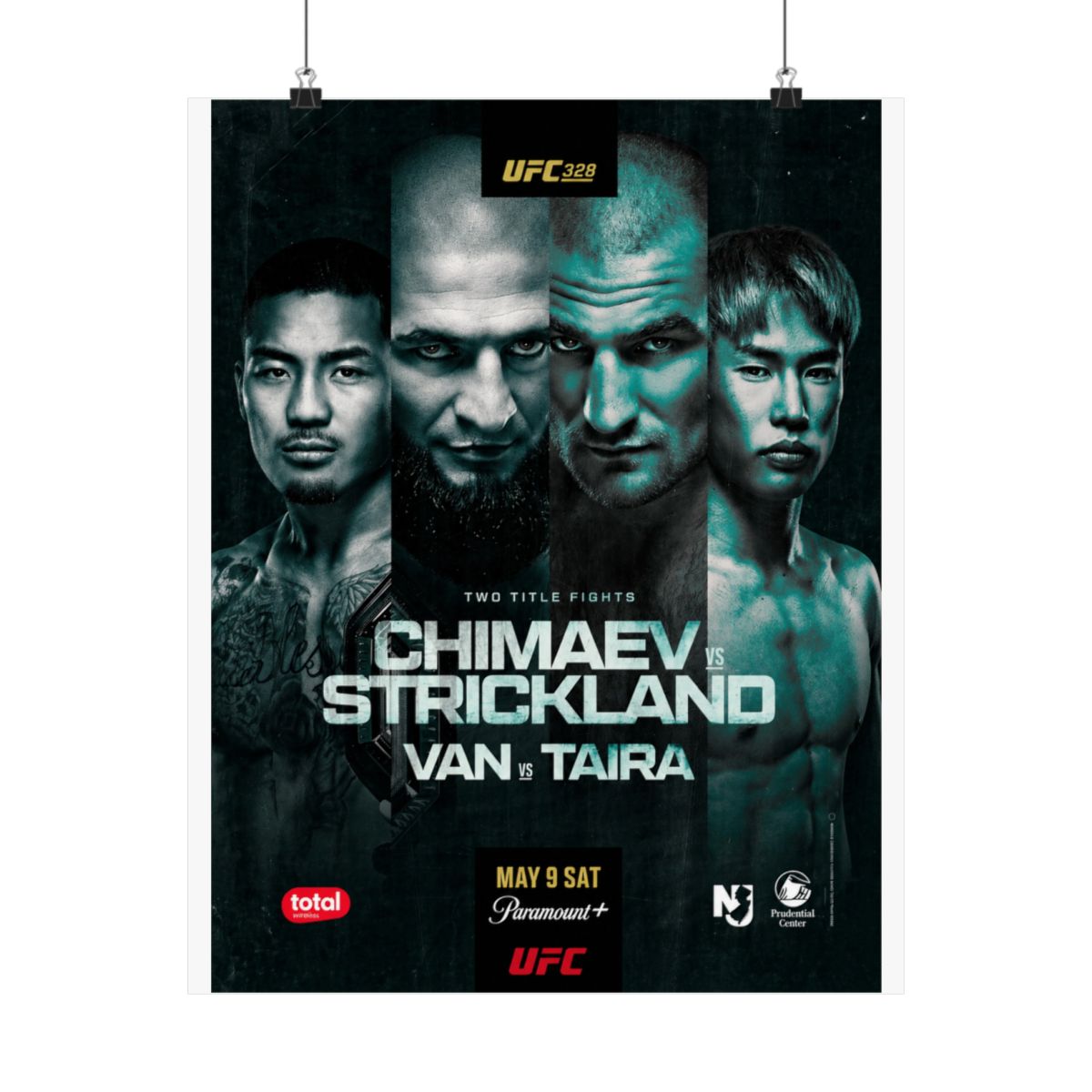 UFC 328: Chimaev vs Strickland Autographed Event Poster - UFC official Posters & Wall Art merch