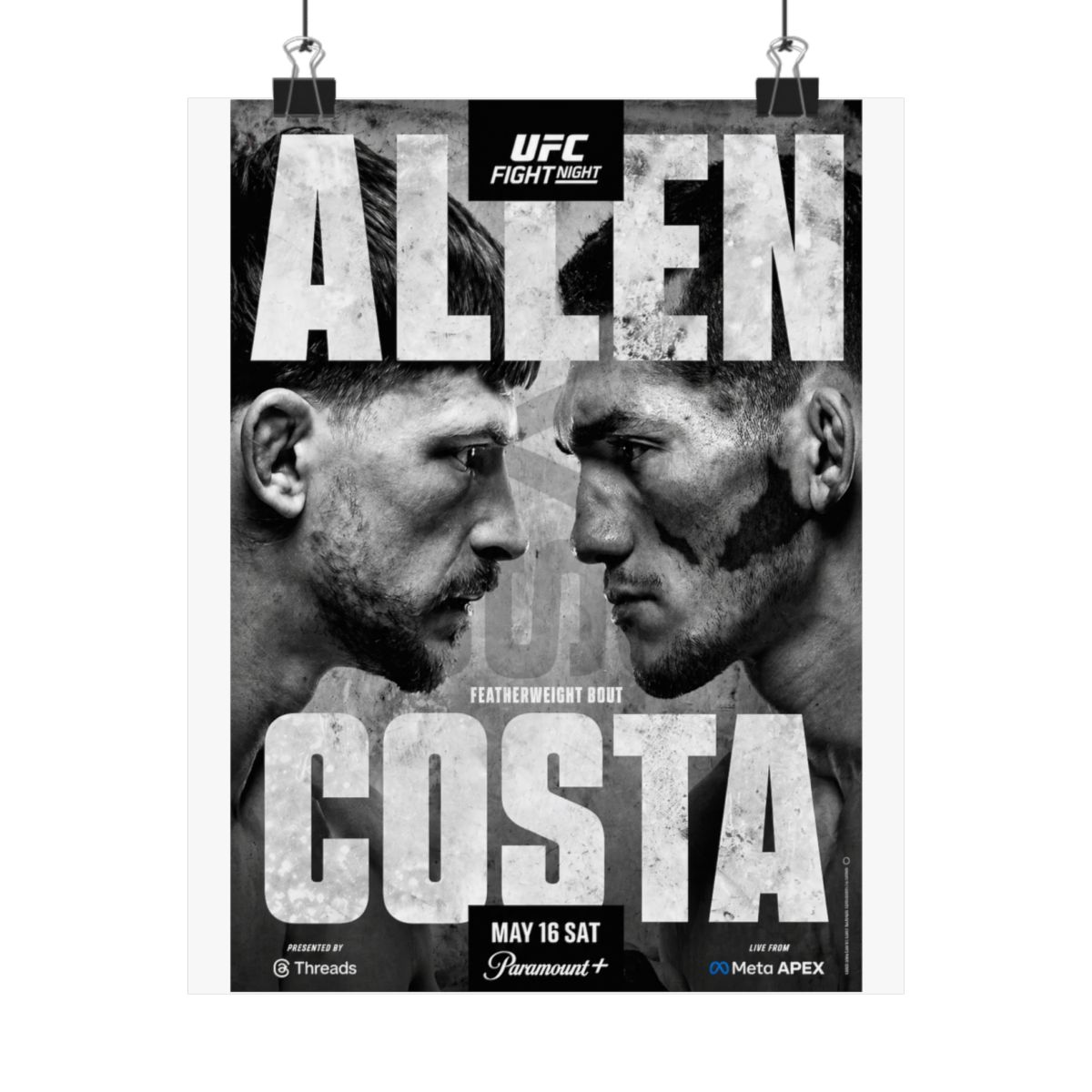 UFC Fight Night: Allen vs Costa Autographed Event Poster