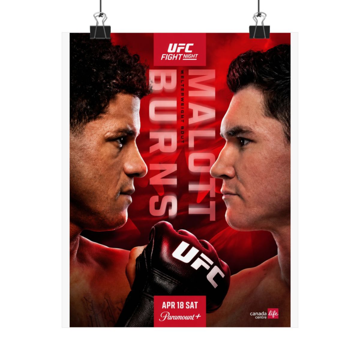 UFC Fight Night: Burns vs Malott First Edition Autographed Event Poster - Official posters merchandise
