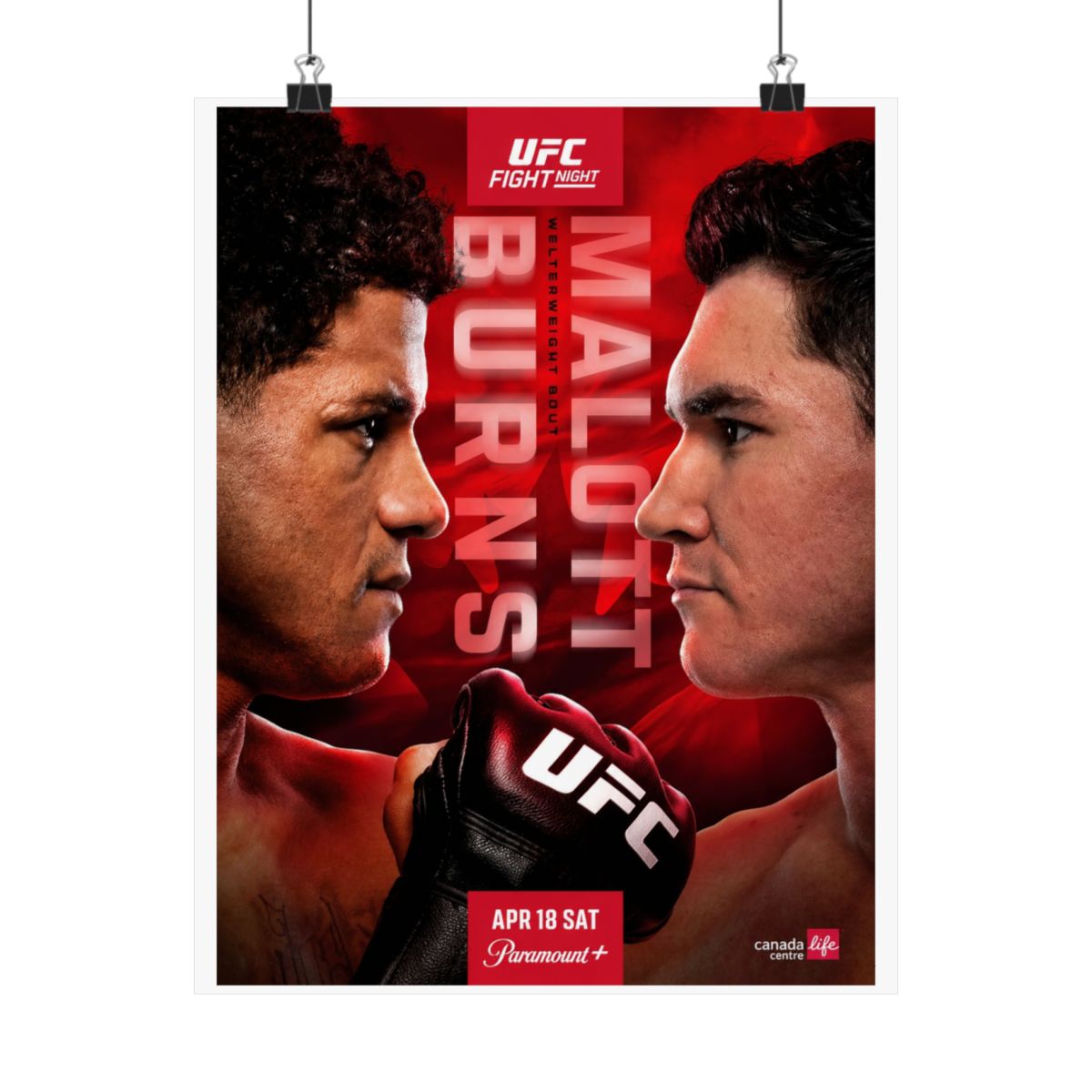 UFC Fight Night: Burns vs Malott First Edition Autographed Event Poster - UFC official Posters & Wall Art merch