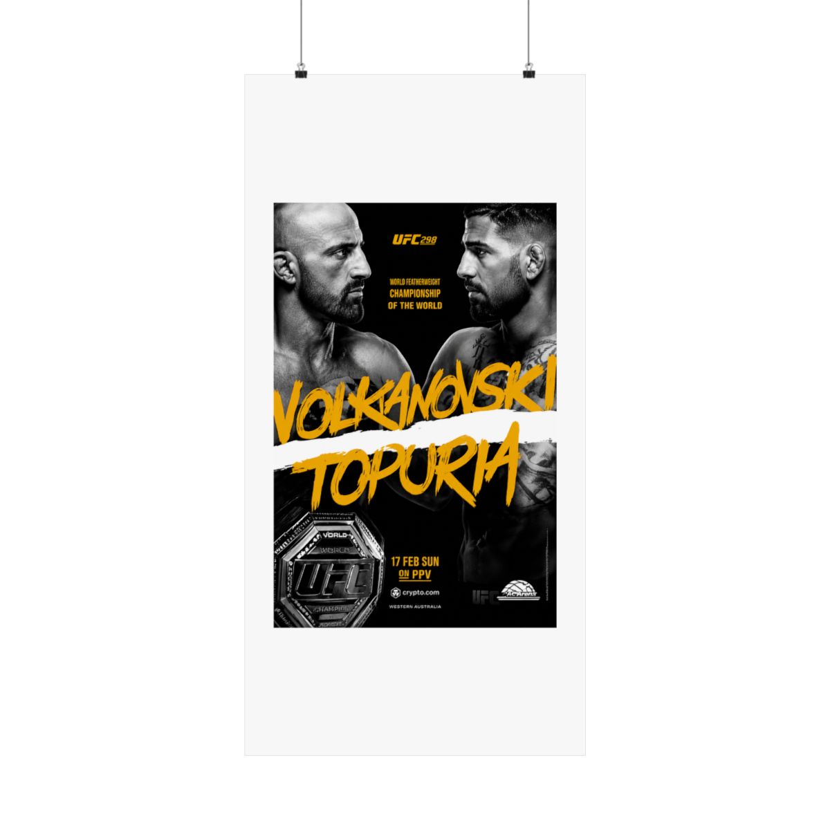 UFC 298 Alexander Volkanovski Vs. Ilia Topuria Featherweight Championship Title Whittaker Costa Fight Poster Ultimate Fighting Greatest - UFC official Posters & Wall Art merch